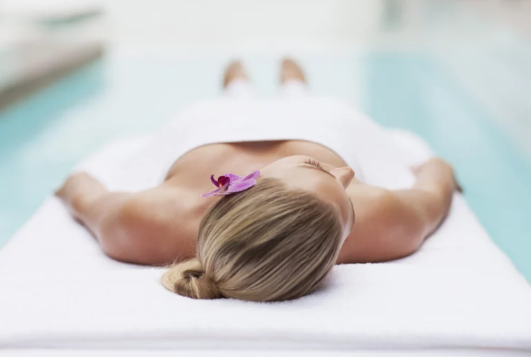 Lady relaxing in a spa of a wellness hotel