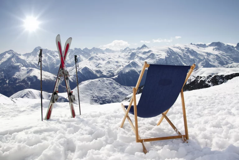 skiing in the mountains in winter holidays